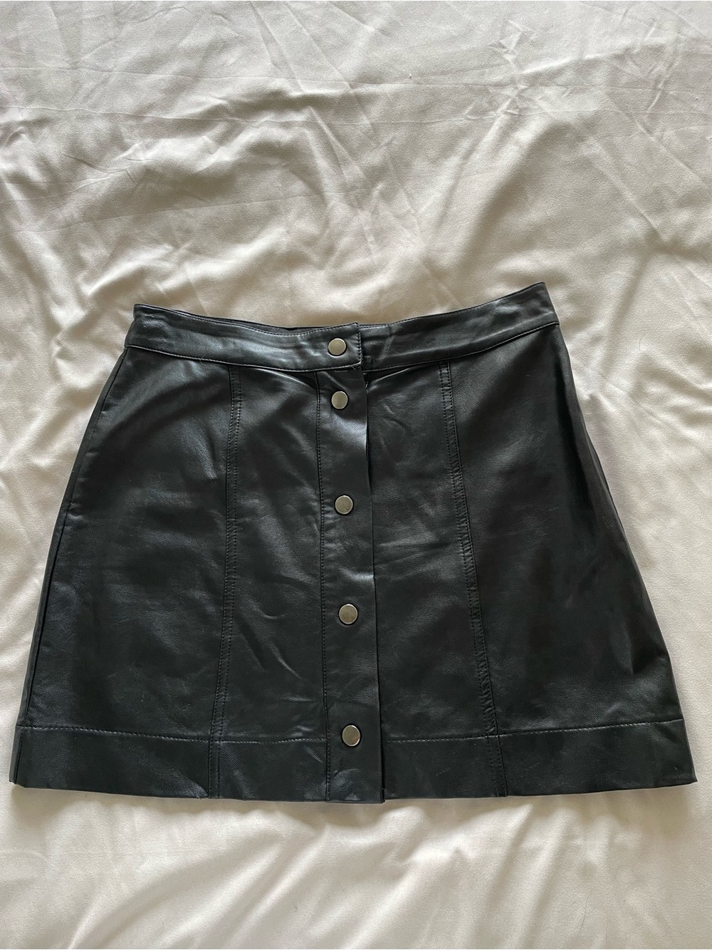 Papaya Black Faux Leather Button-Front Mini Skirt